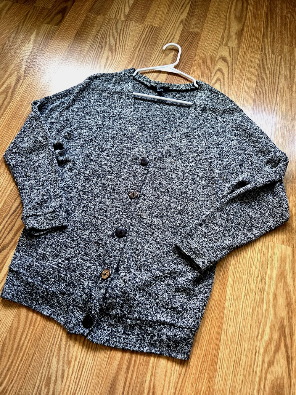 Women's Marled Gray Button-Front Cardigan